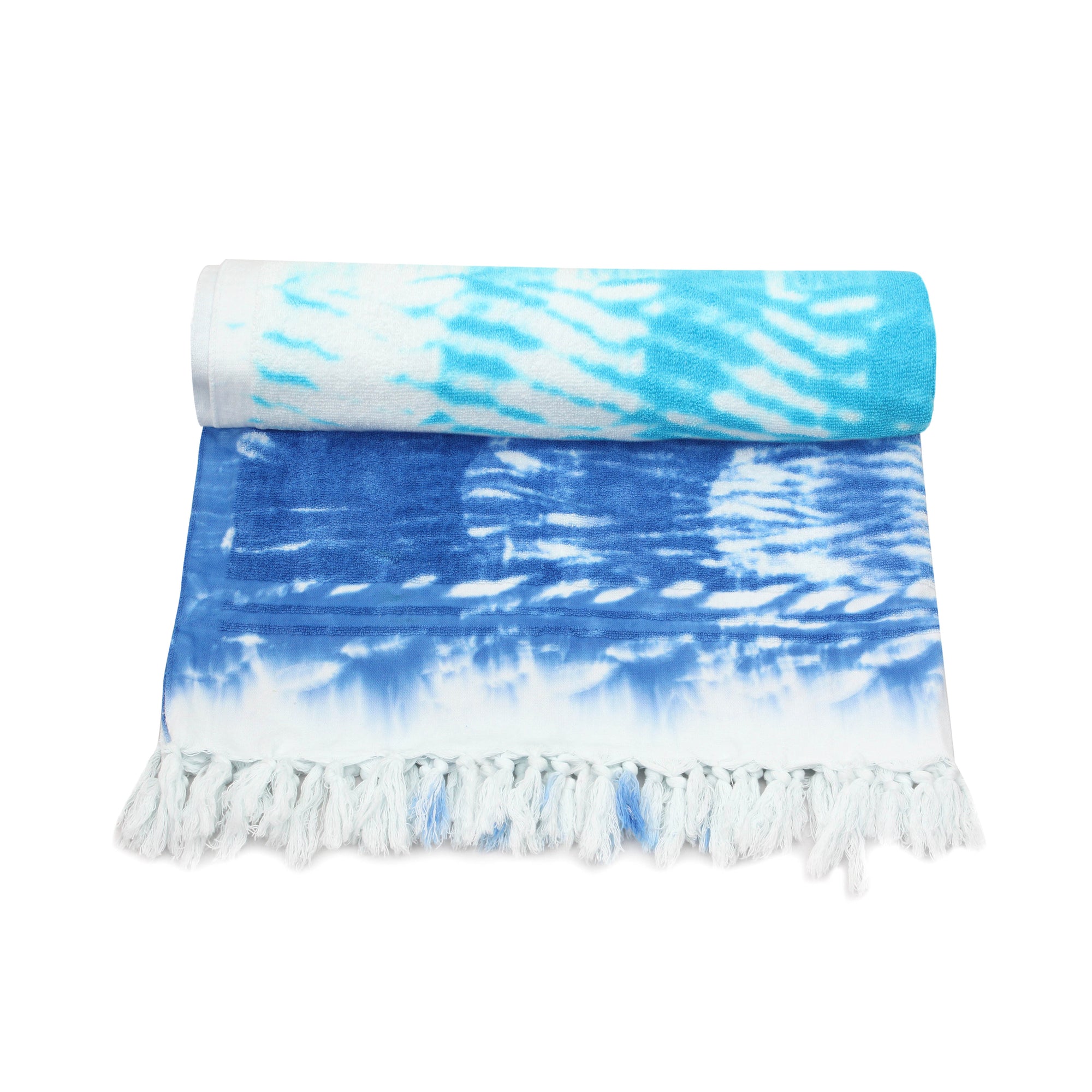 Blue/Aqua Wide Stripe Tie Dye Beach Towel