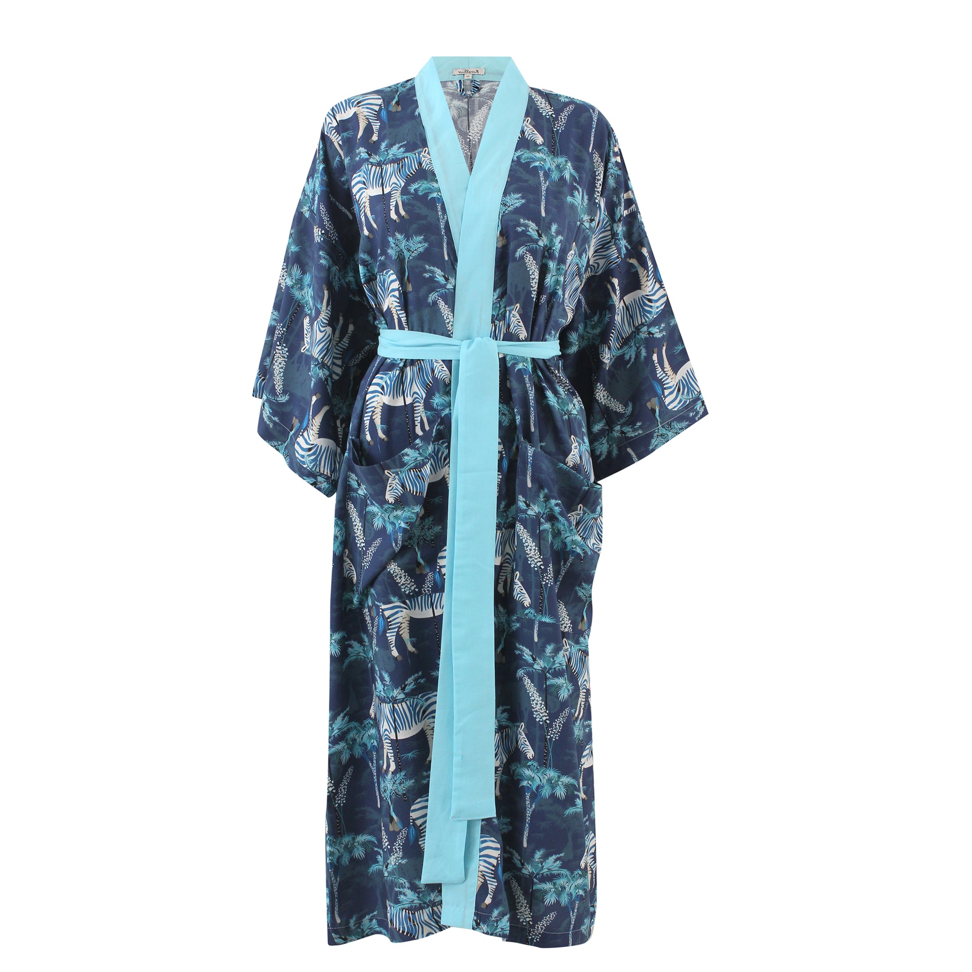 Blue Zebra Viscose Kimono