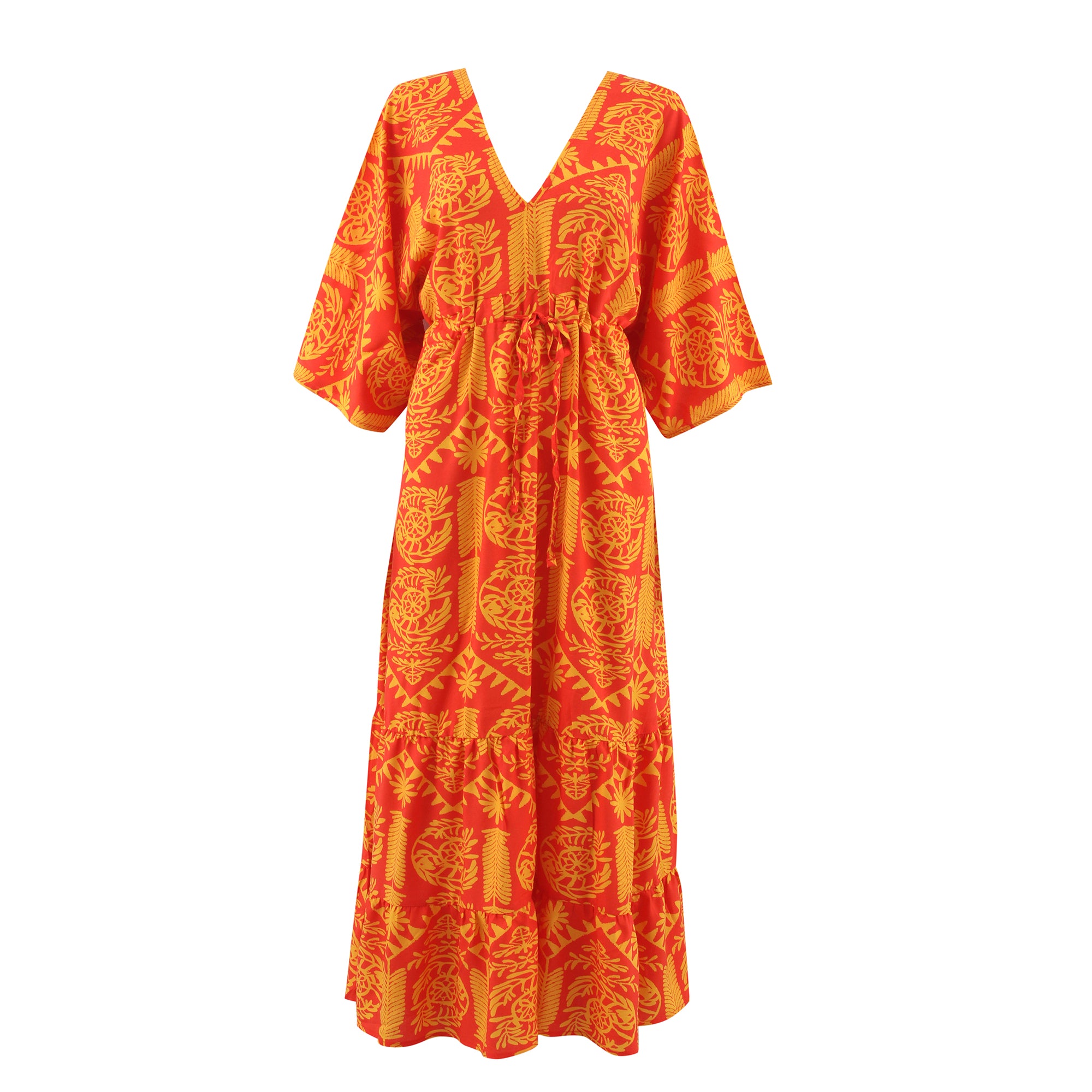 Orange lris Tie Front Dress