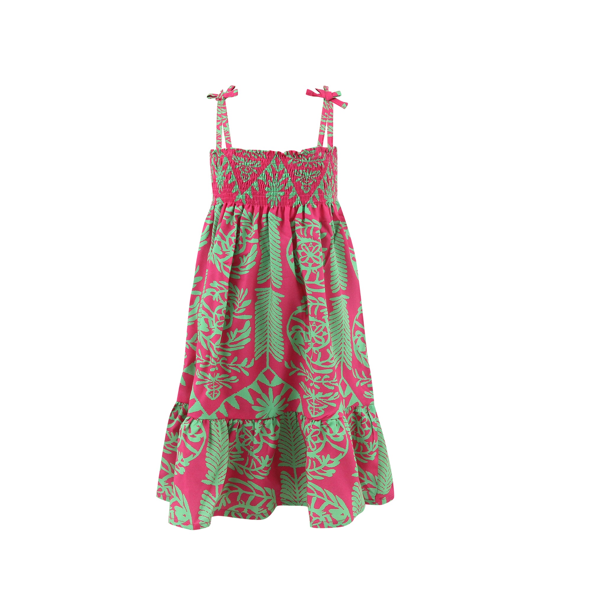 Pink/Green lris Kids Smock Dress