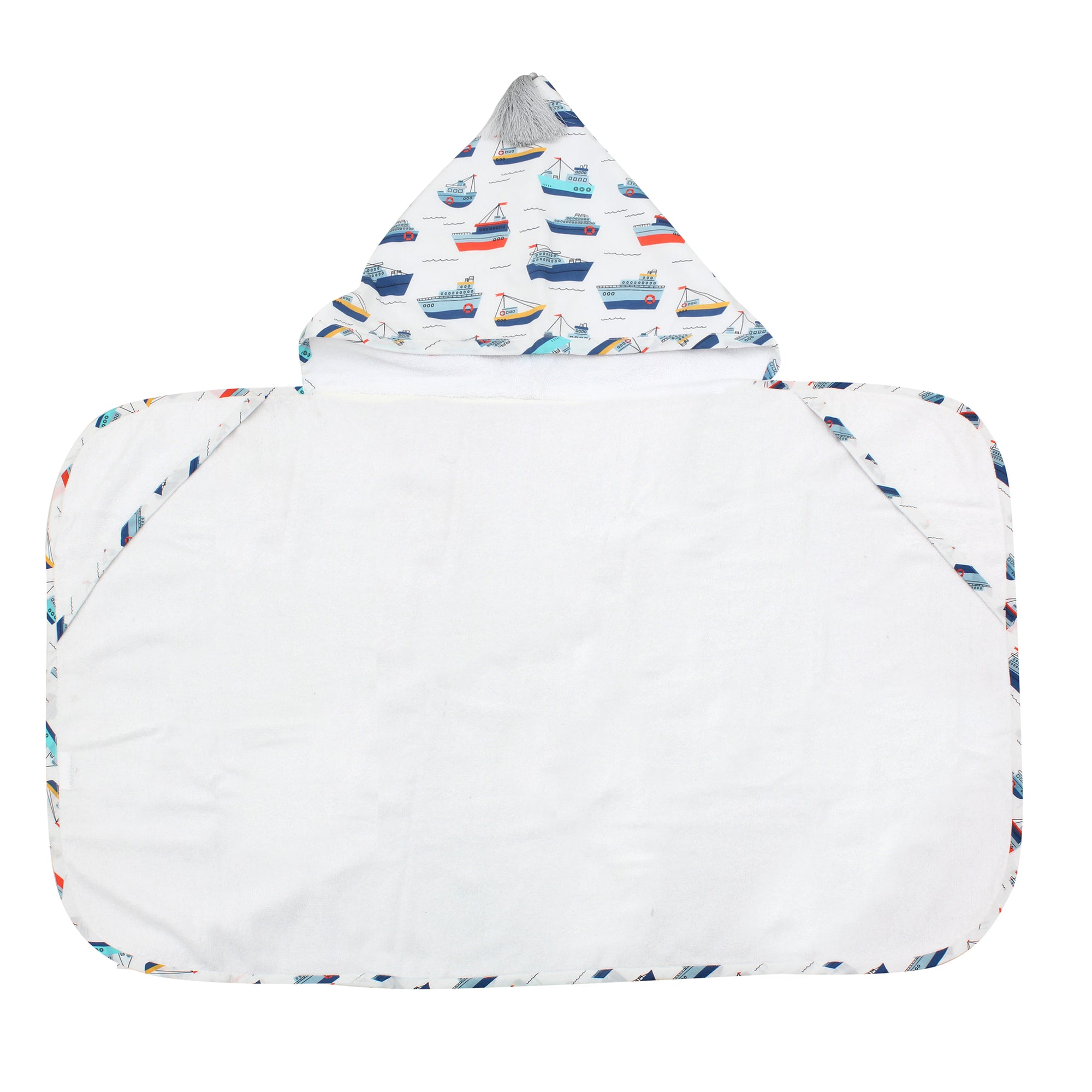 Blue Boats Baby Hooded Towel (Large)
