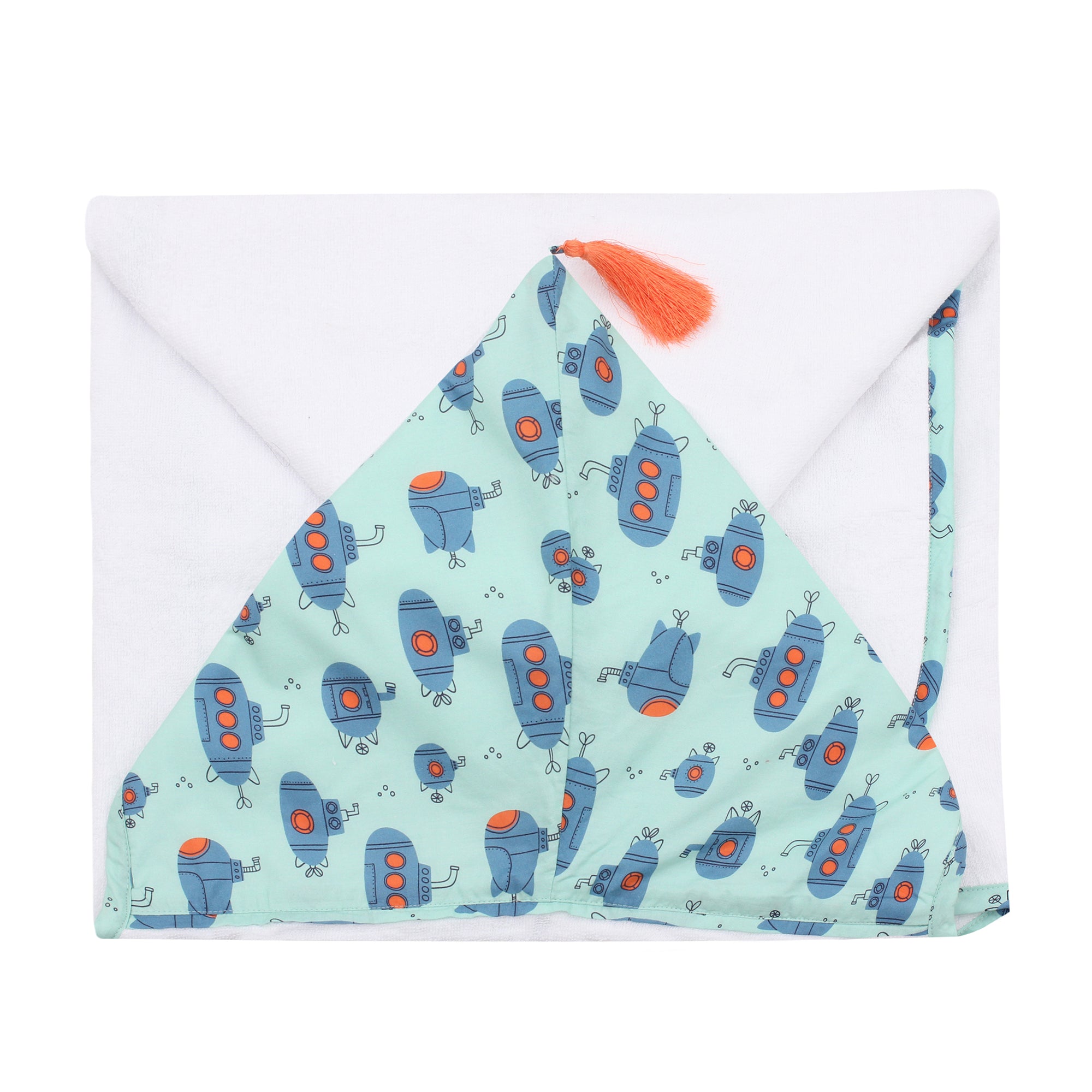 Blue Submarines Hooded Baby Towel (Large)