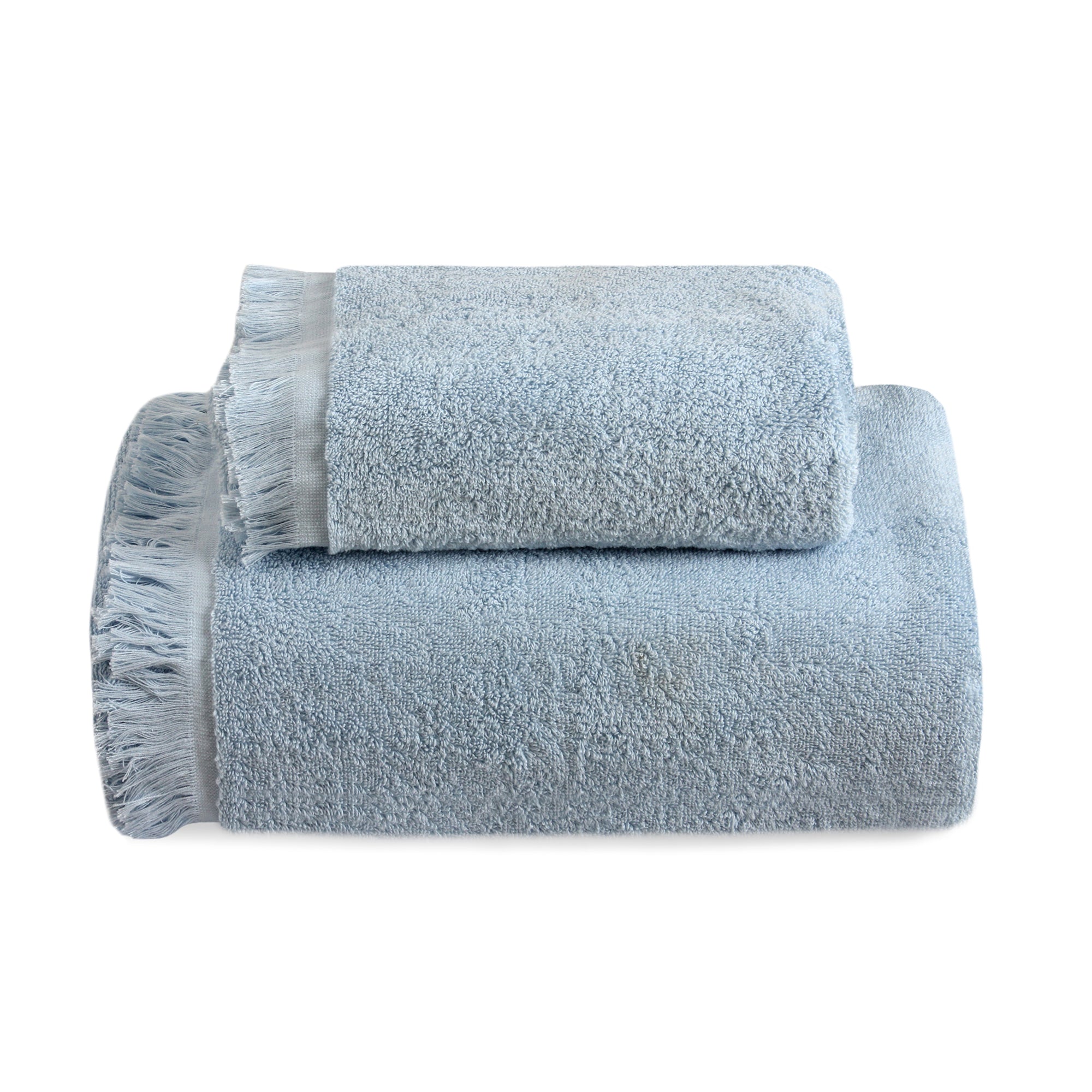 Sky Blue Fringe Bath Towel Set
