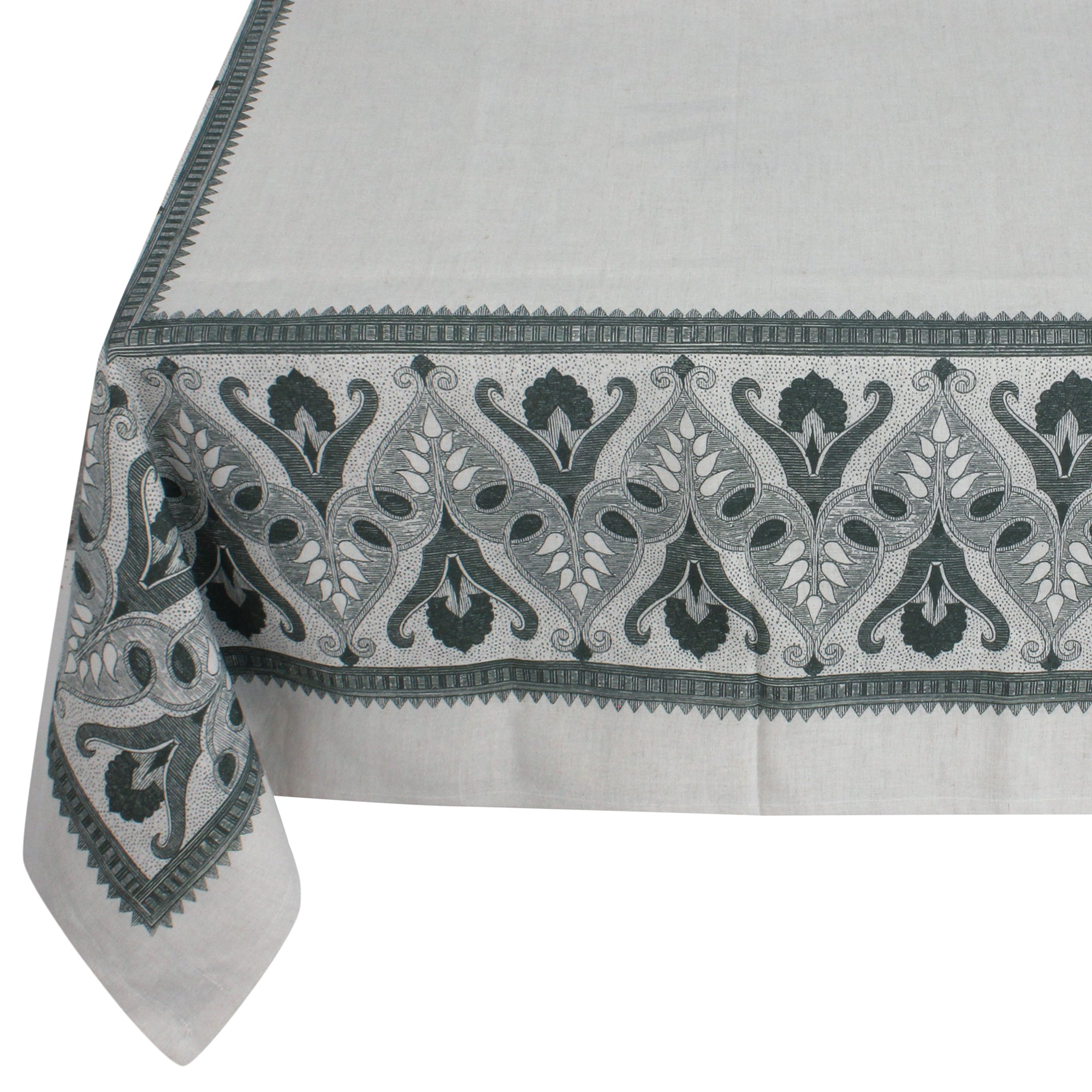 Damask Border Linen Tablecloth