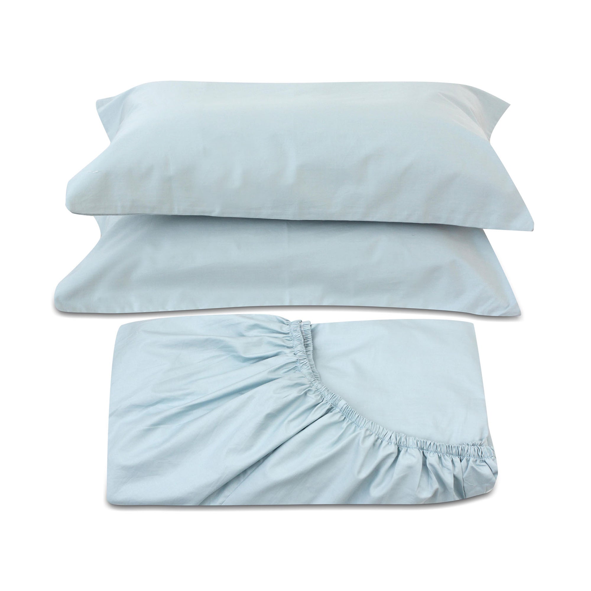 Light Blue Fitted Sheet + Pillowcases (400 TC)