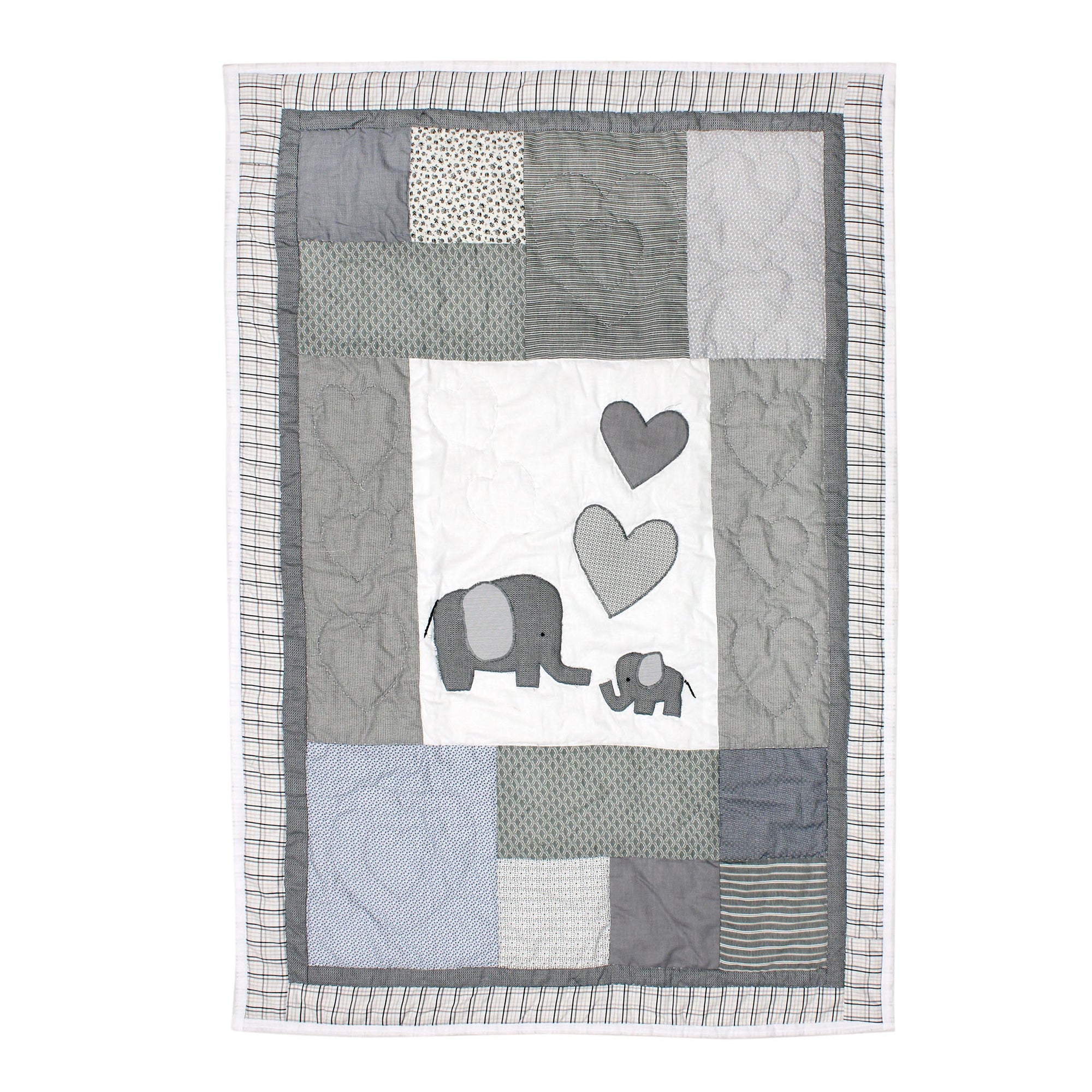 Patchwork Elephant Quilt (Grey)