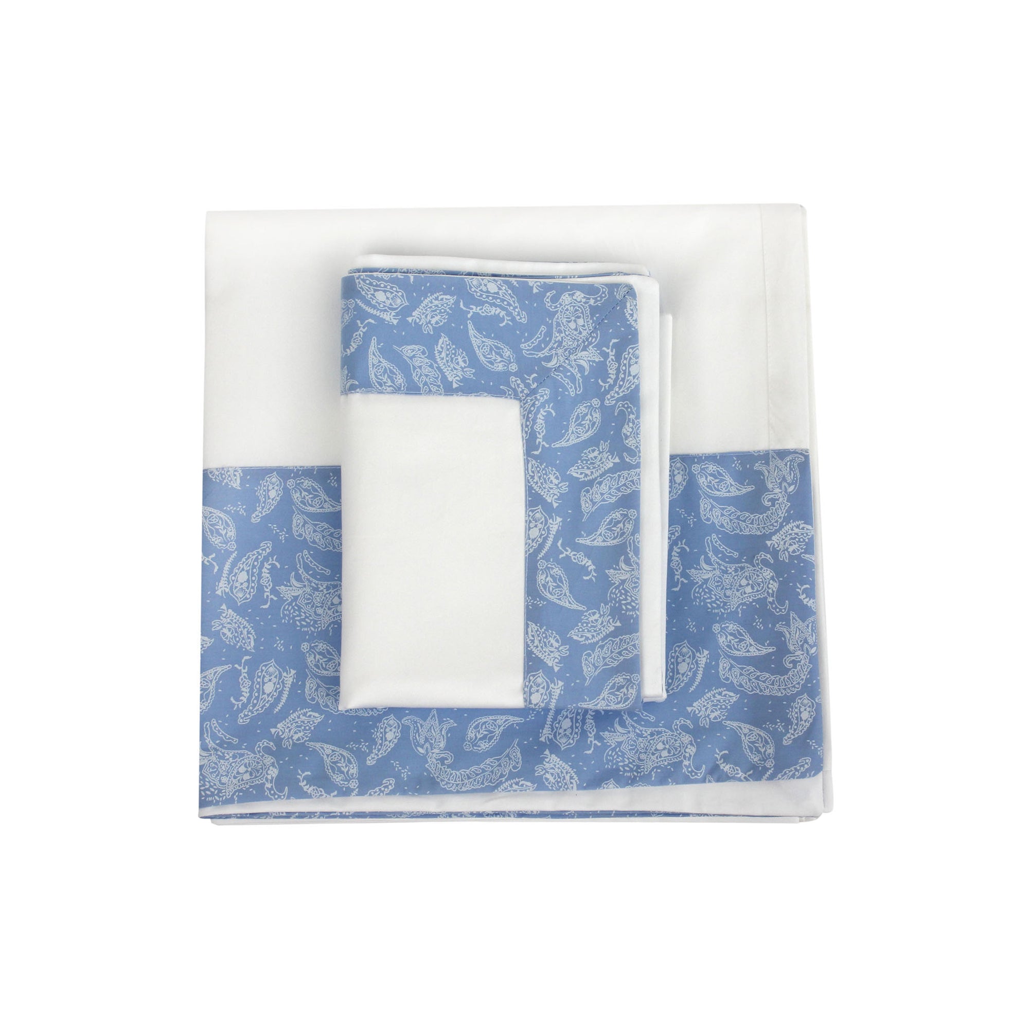 Blue Paisley Sheet + Pillowcases (600 TC)