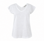 White Cotton Slub V-Neck T-Shirt
