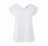 White Cotton Slub V-Neck T-Shirt