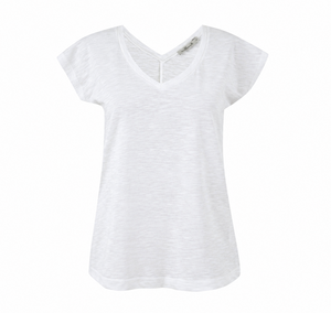 White Cotton Slub V-Neck T-Shirt