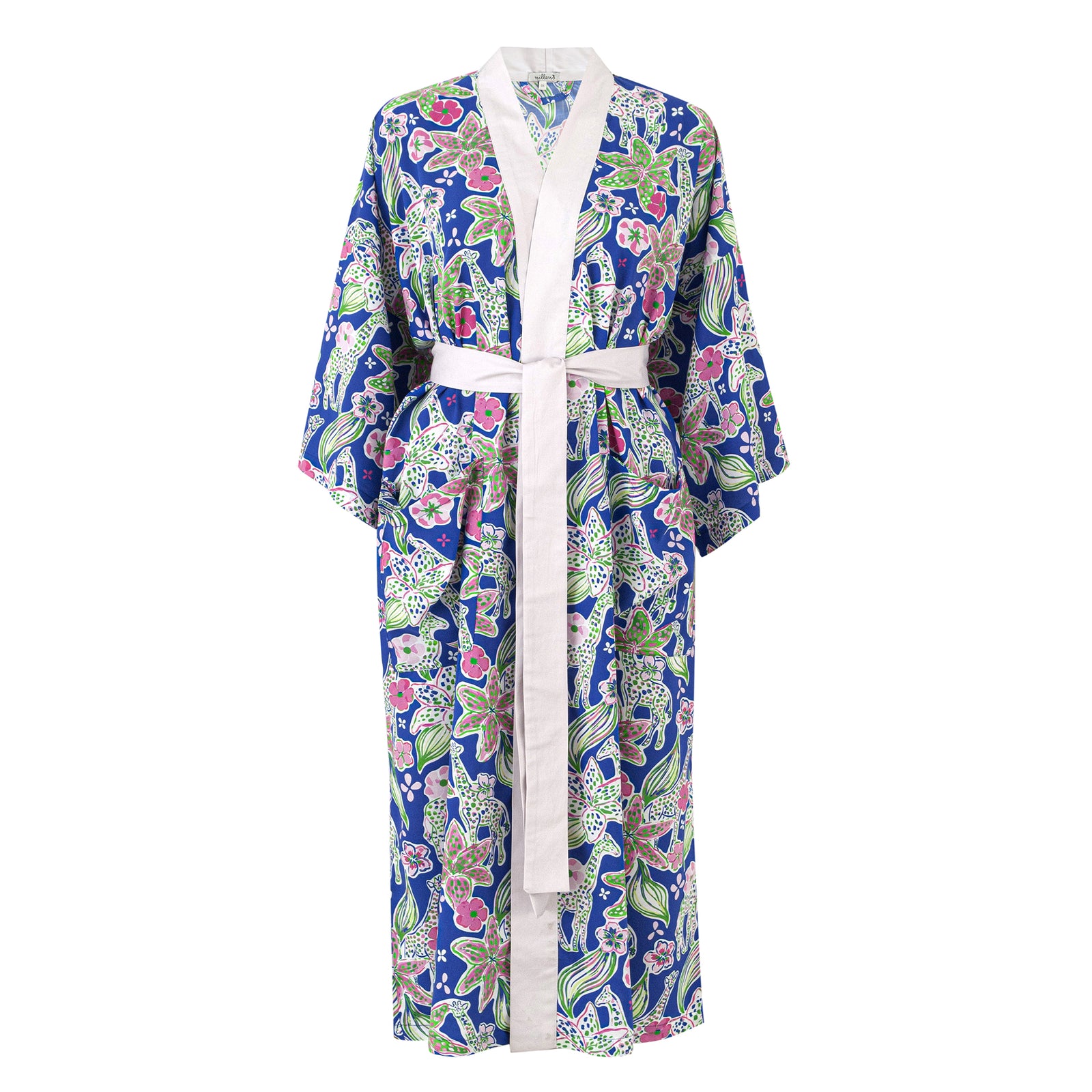 Blue Giraffe Silky Viscose Kimono