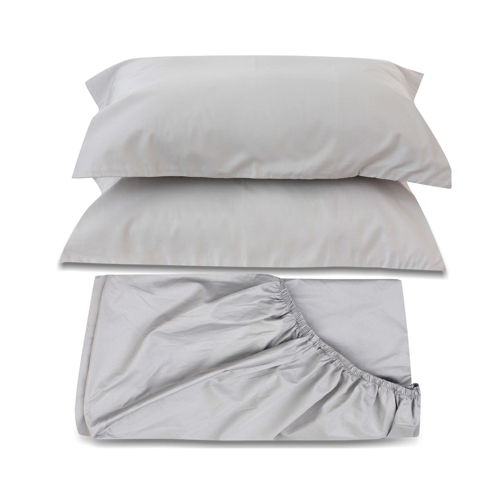 Silver Fitted Sheet + Pillowcases (600 TC)