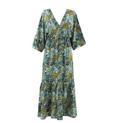 Green Florals lris Tie Front Dress