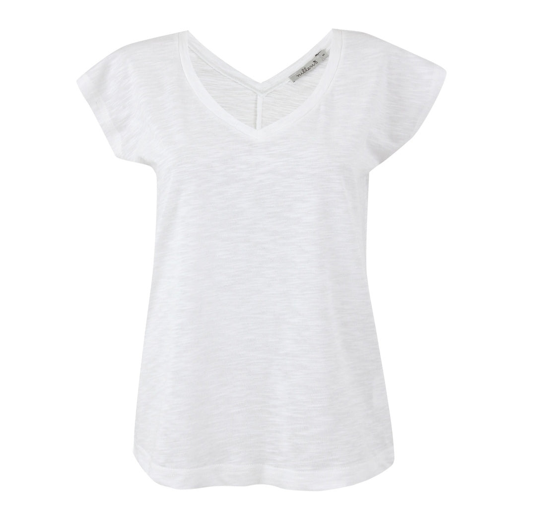 White Cotton Slub V-Neck T-Shirt