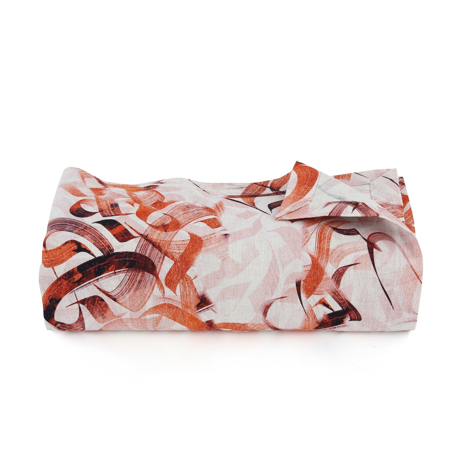 Rust Calligraphy Linen Tablecloth