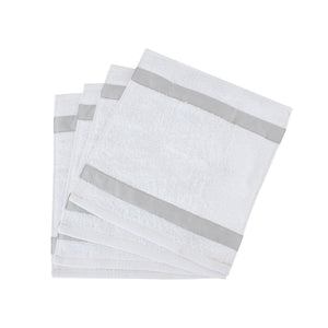 Plain Silver Hand Towels (Set of 4)