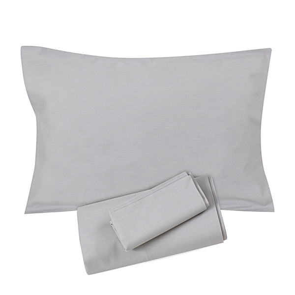 Silver Flat Sheet + Pillowcases