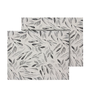 Grey Leaves Linen Placemats (Set of 2)