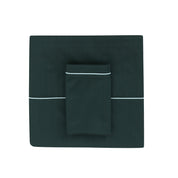Dark Teal With Blue Piping Sheet + Pillowcases