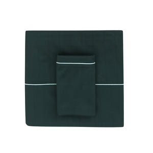 Dark Teal With Blue Piping Sheet + Pillowcases