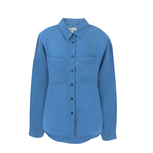 Blue Linen Long Sleeve Shirt