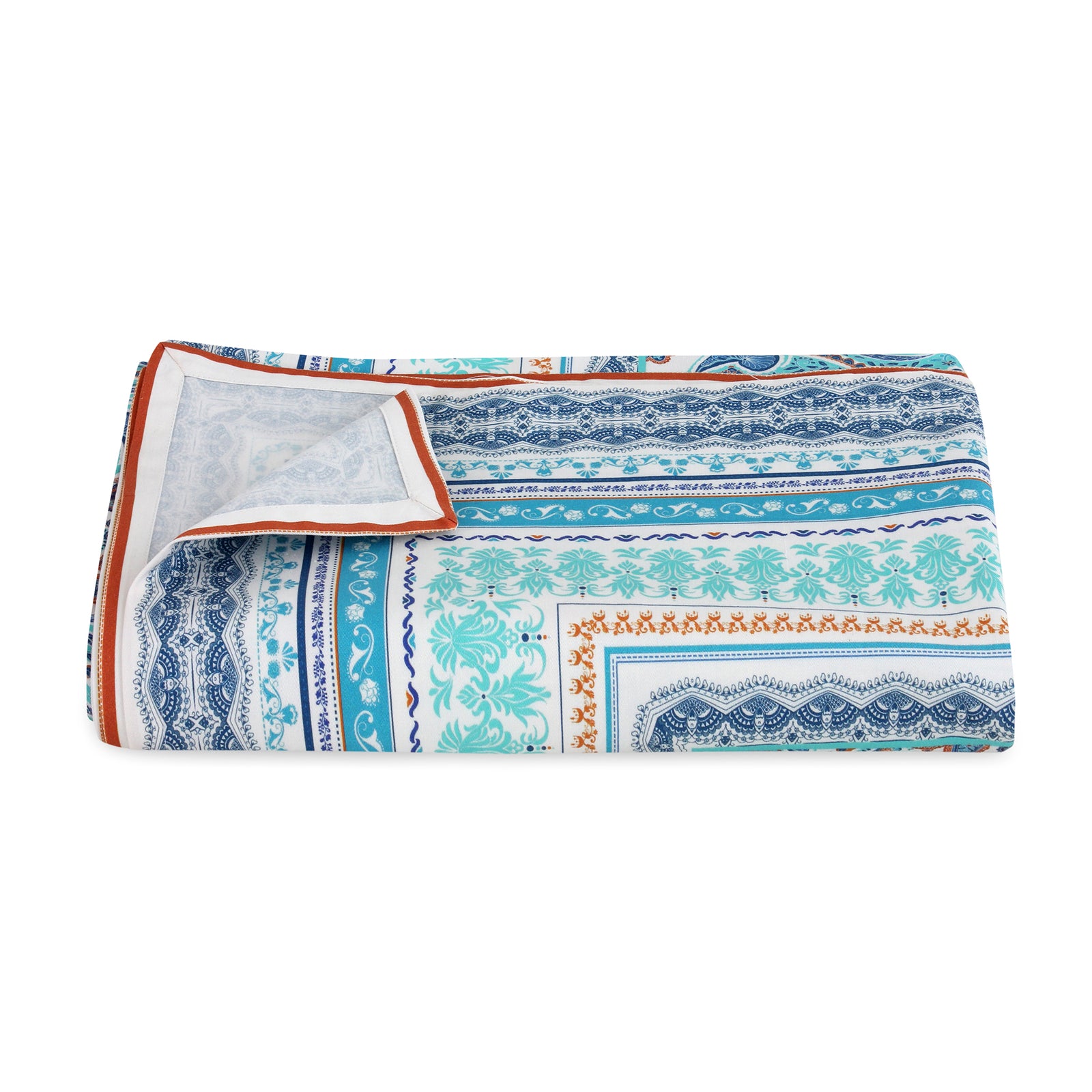 Aqua Paisley Cotton Tablecloth