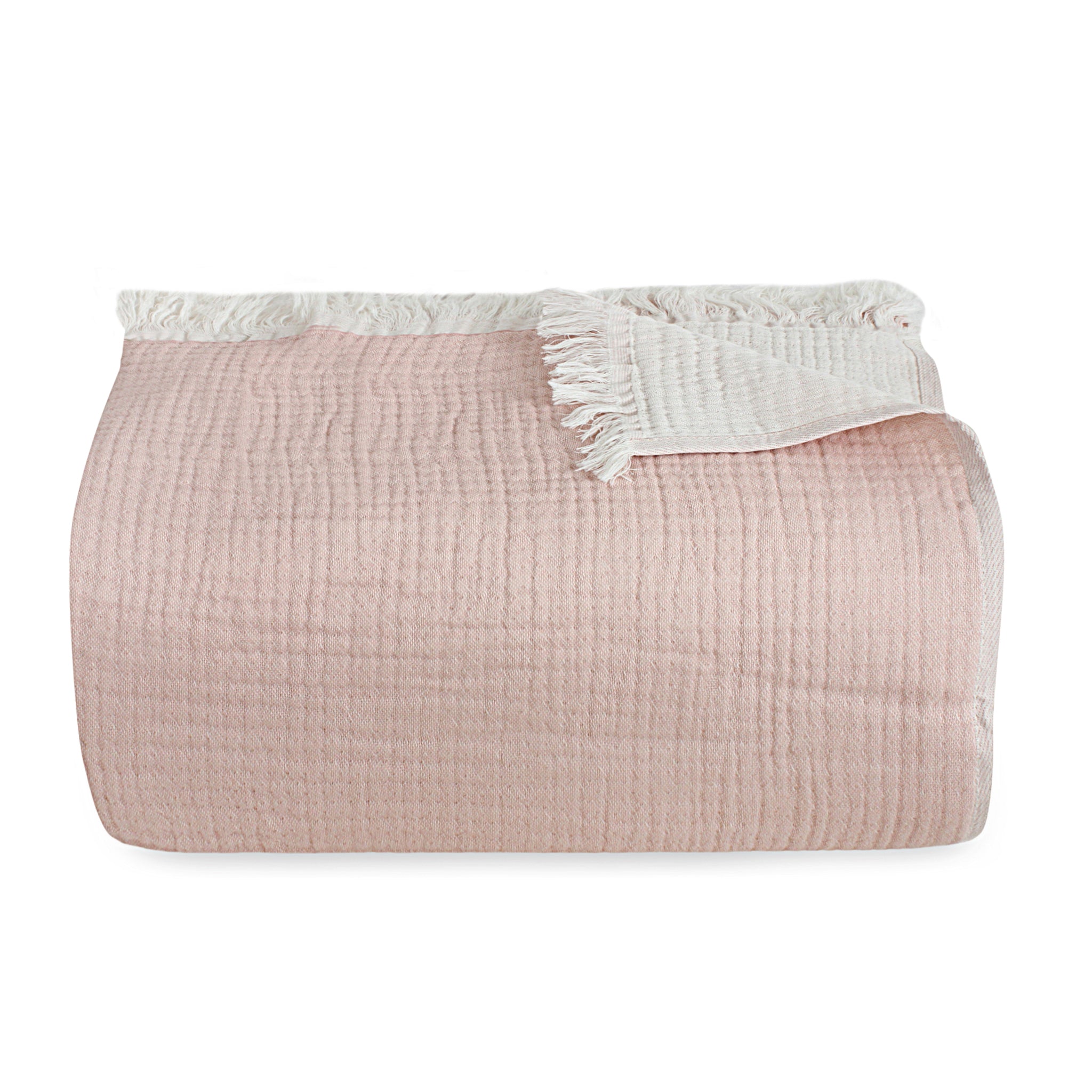 Dusty Pink Cotton Muslin Throw Blanket