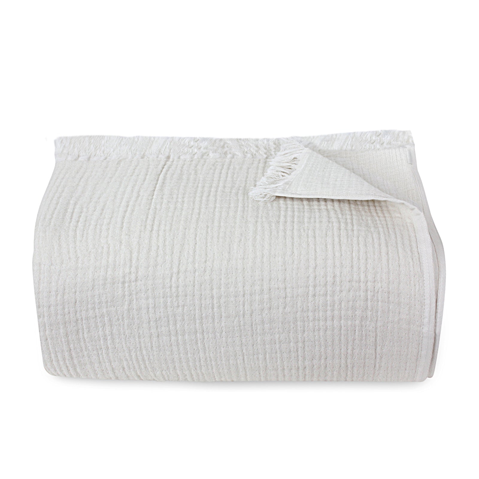Beige Cotton Muslin Throw Blanket