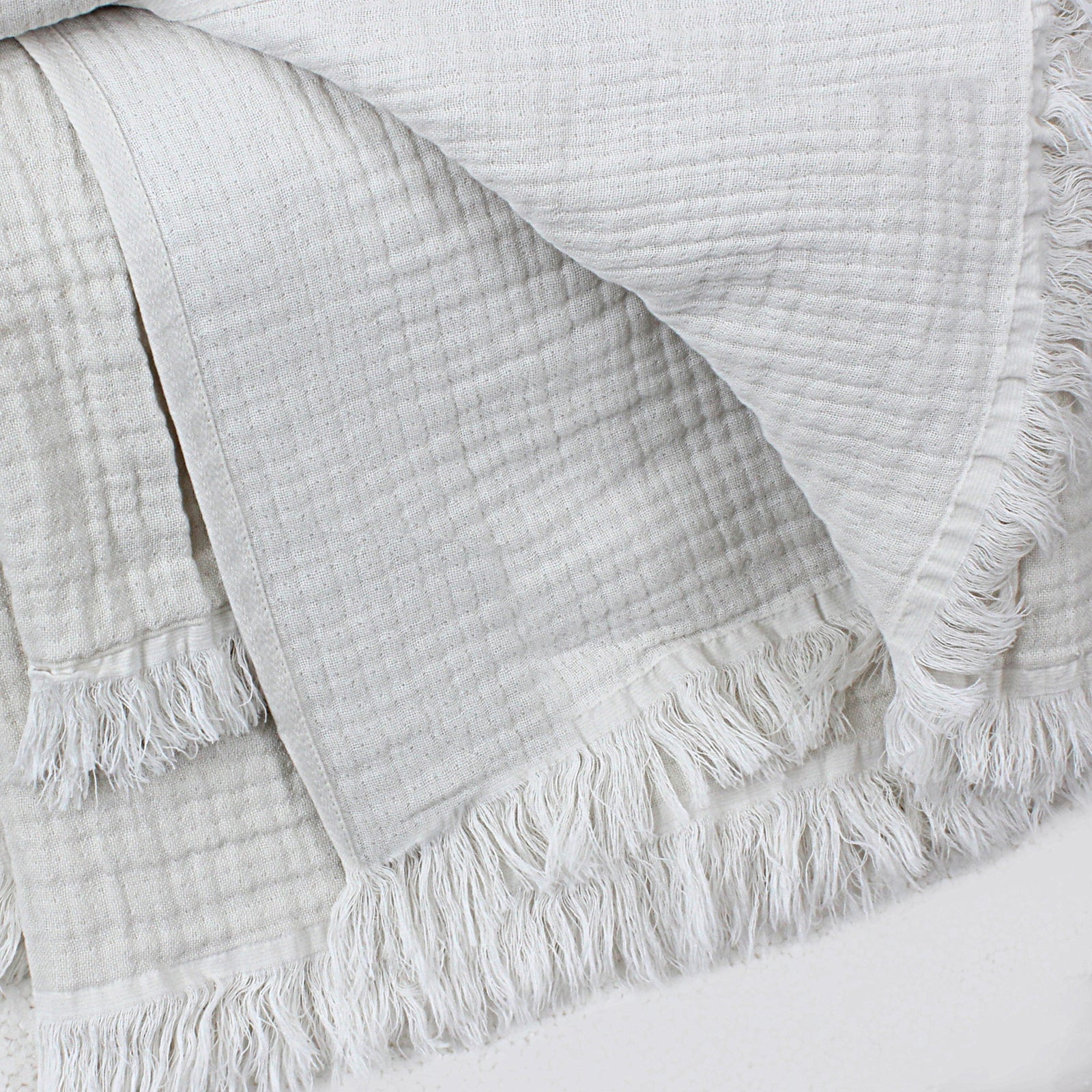 Beige Cotton Muslin Throw Blanket