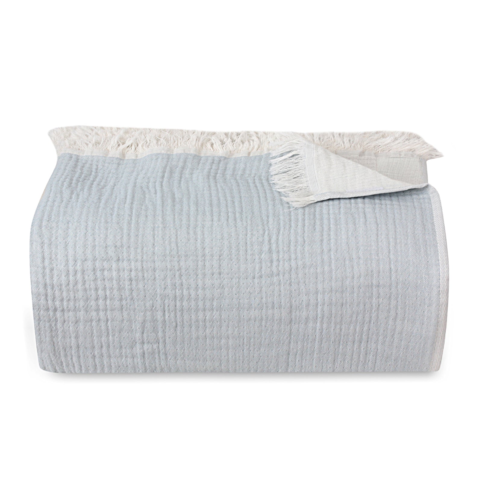 Powder Blue Cotton Muslin Bedspread