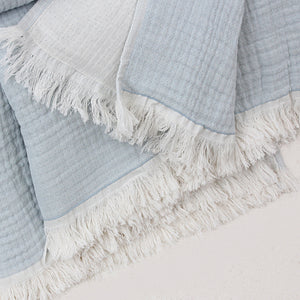 Powder Blue Cotton Muslin Bedspread