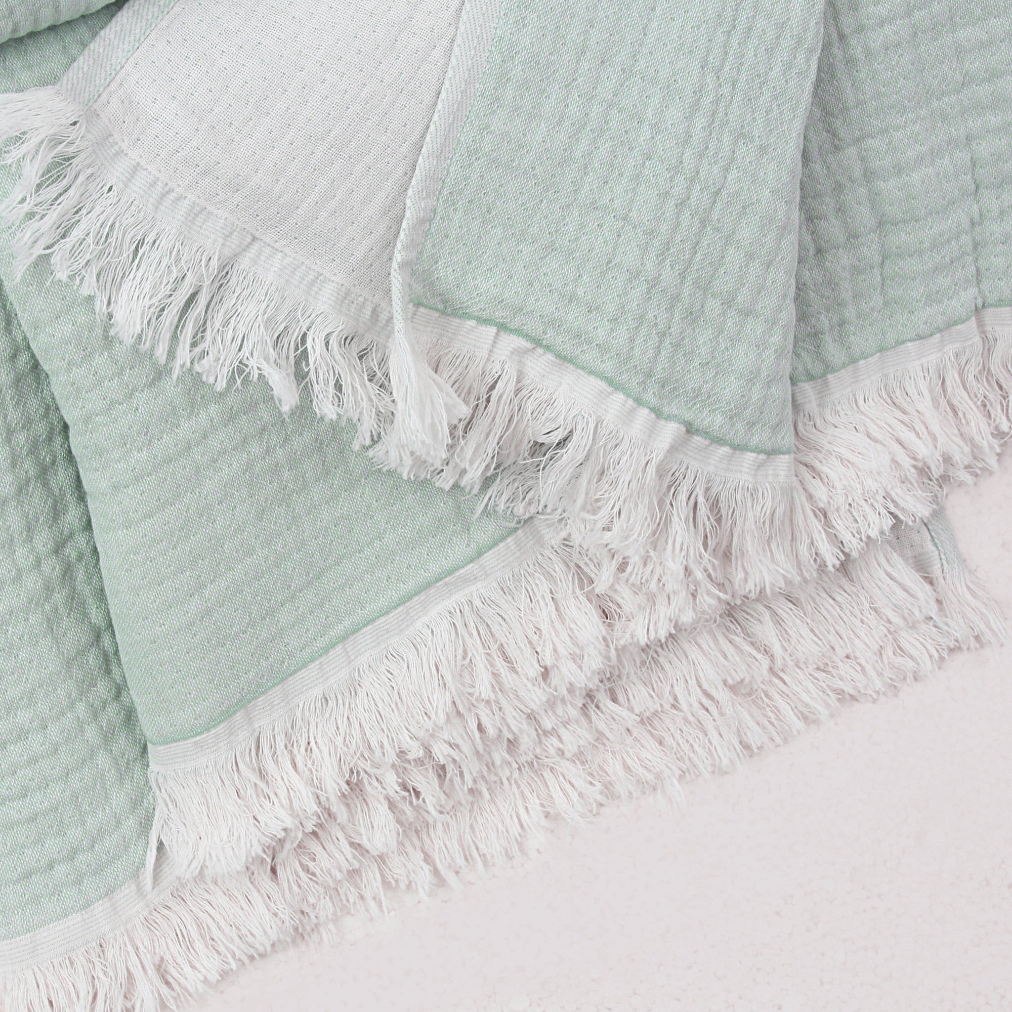 Jade Green Cotton Muslin Throw Blanket