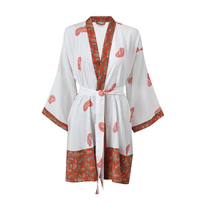 Red Paisley Short Kimono