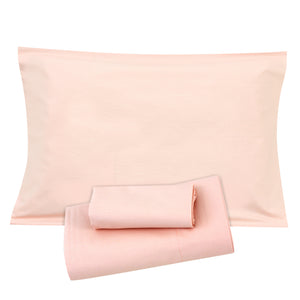 Powder Rose Flat Sheet + Pillowcases (350 TC)