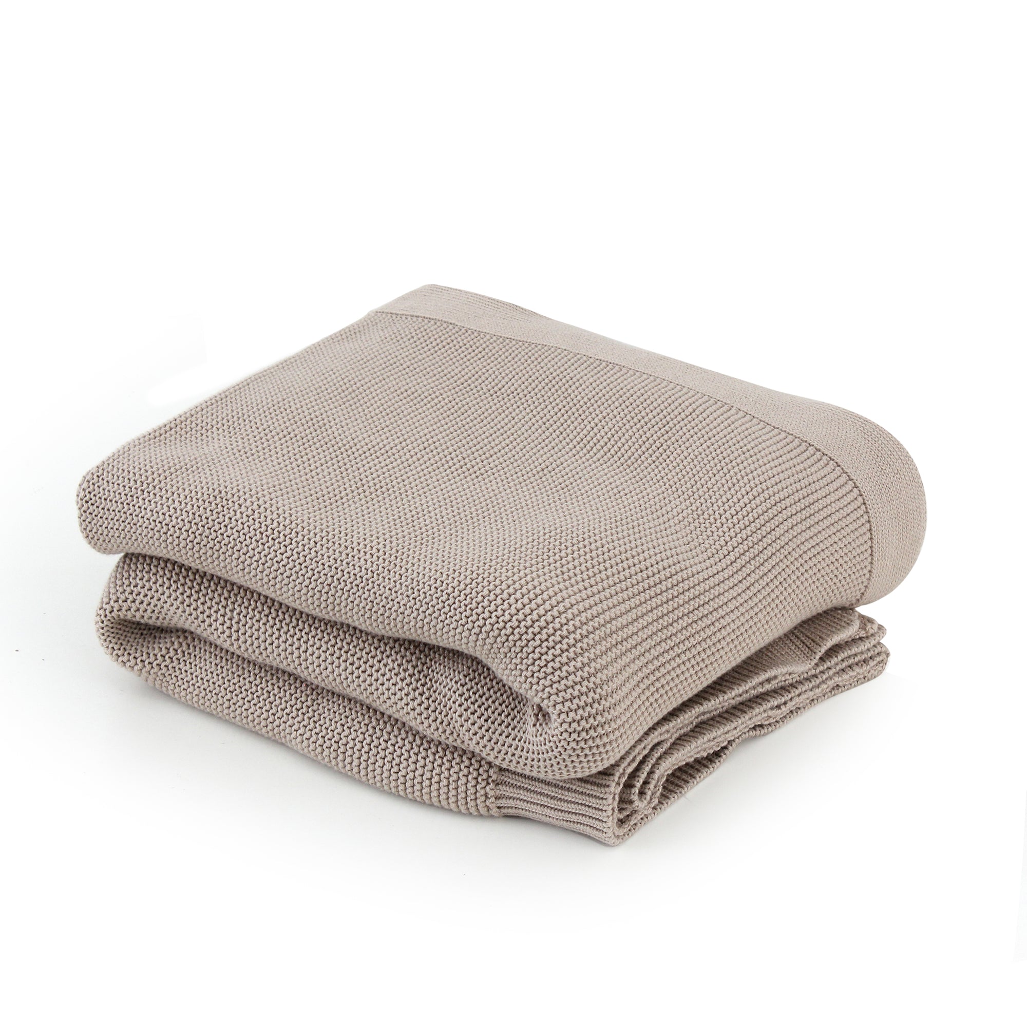 Beige Cotton Knit Throw Blanket