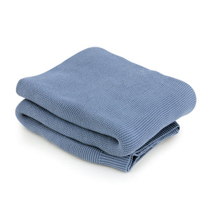 Indigo Cotton Knit Throw Blanket