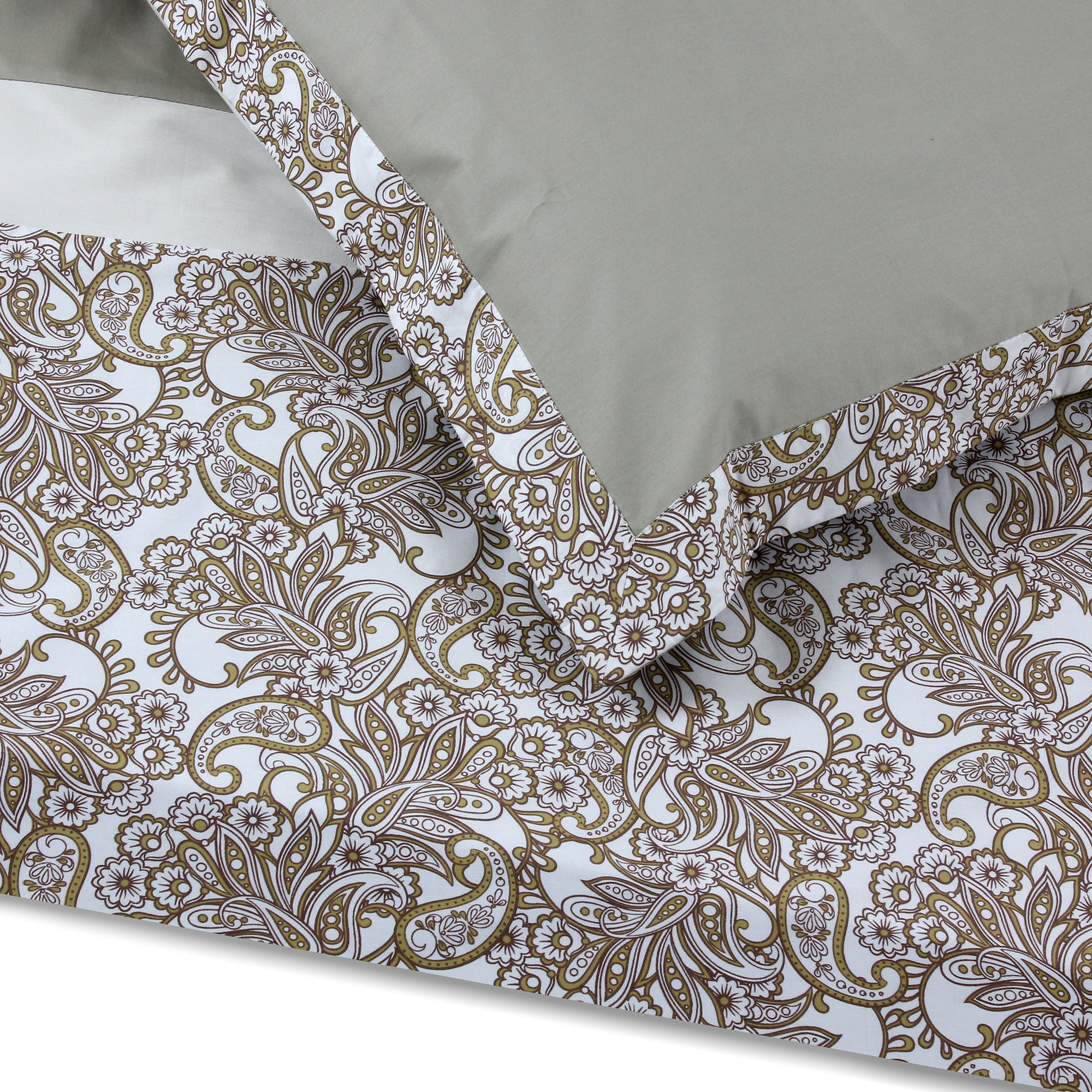 Khaki Paisley Duvet + Pillowcases