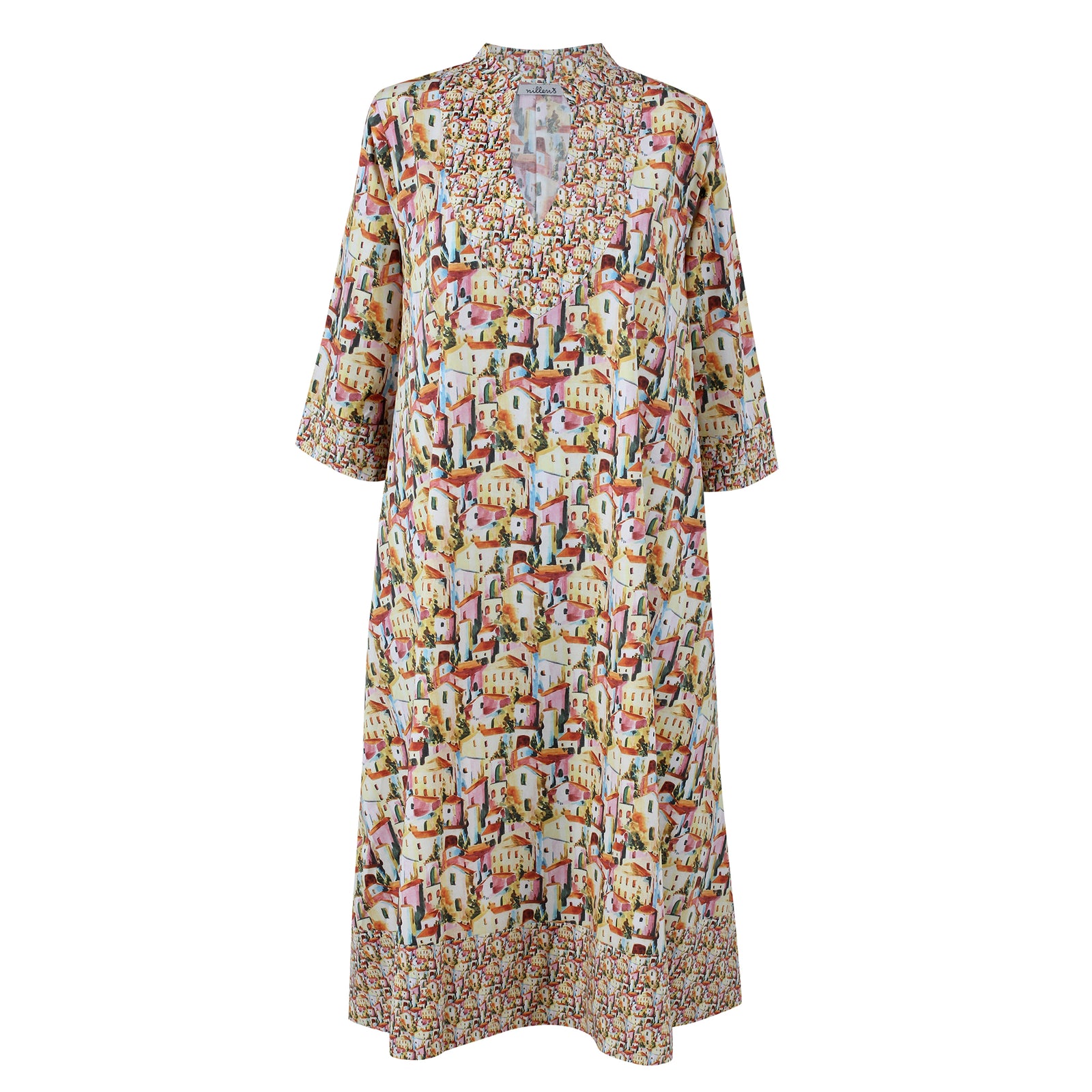 Coloured Houses Cotton Kaftan Dress