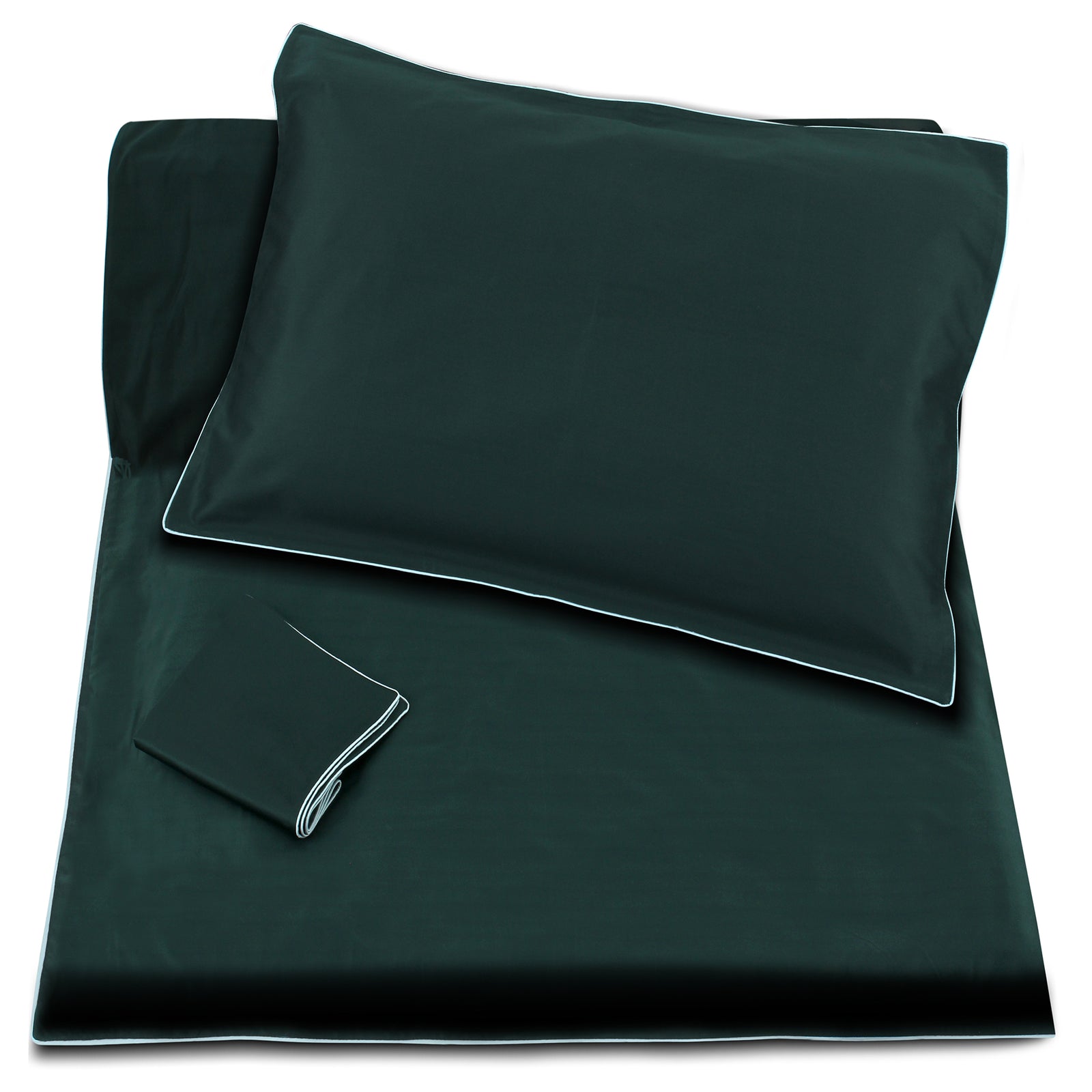 Dark Teal\/Blue Piping Duvet + Pillowcases (600 TC)