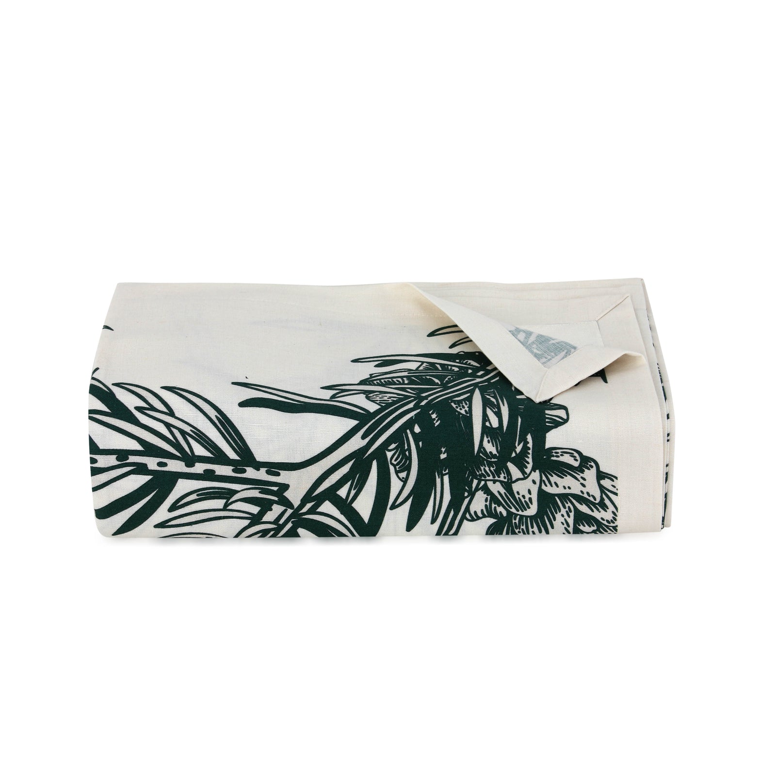 Winter Garden Green Linen Tablecloth