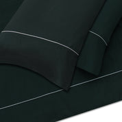 Dark Teal With Blue Piping Sheet + Pillowcases