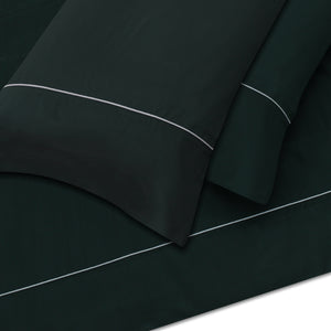 Dark Teal With Blue Piping Sheet + Pillowcases