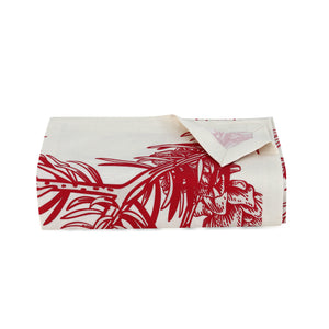 Winter Garden Red Linen Tablecloth