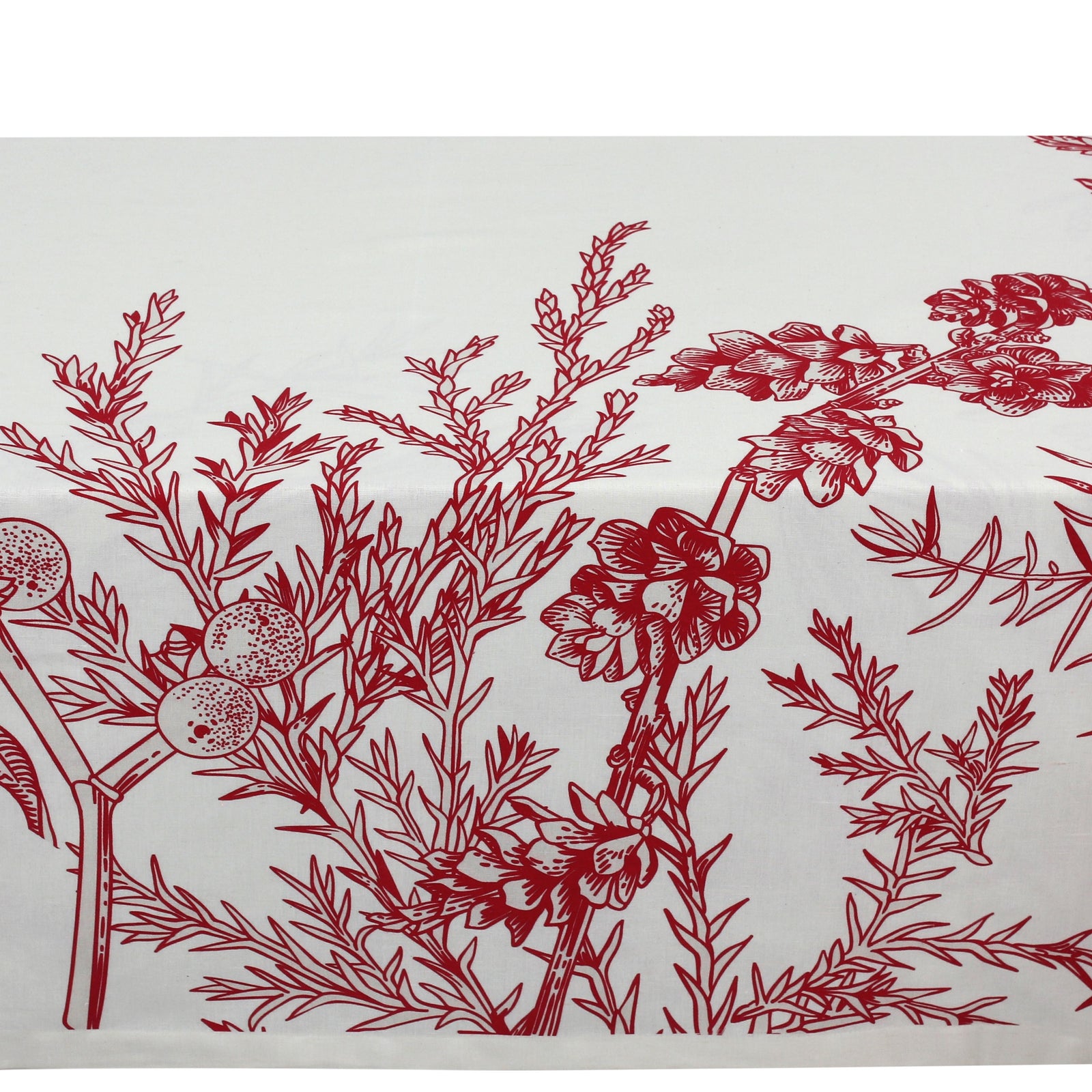 Winter Garden Red Linen Tablecloth