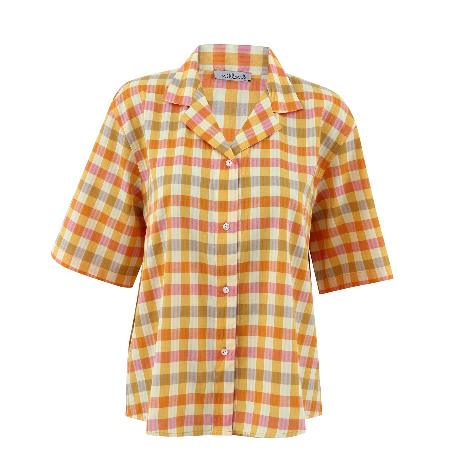 Orange Checks Short Sleeve Shirt