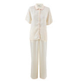 Off-White Piping Silky Viscose Pyjama Set