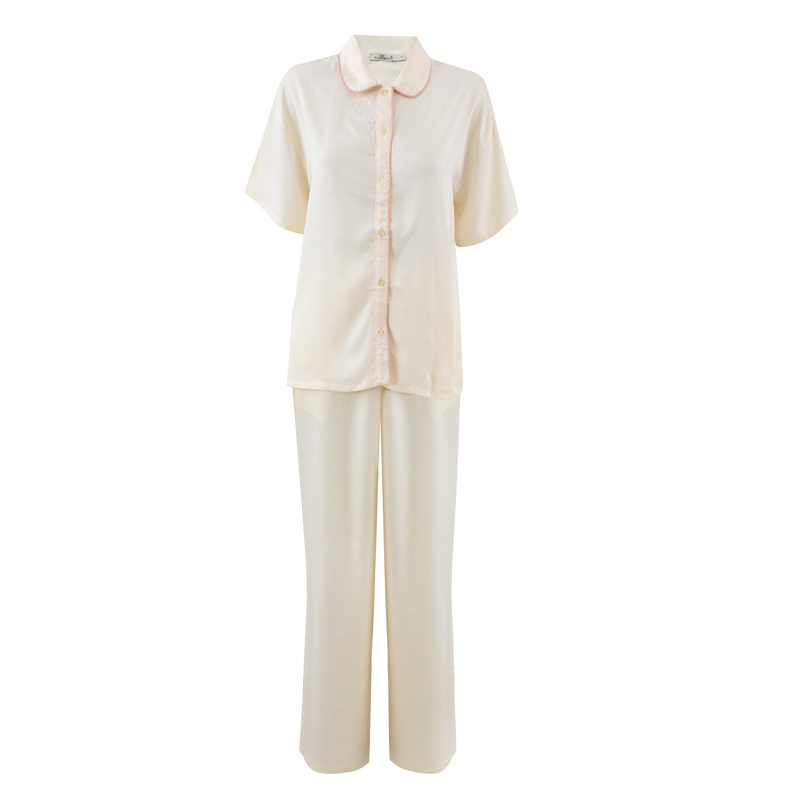 Off-White Piping Silky Viscose Pyjama Set