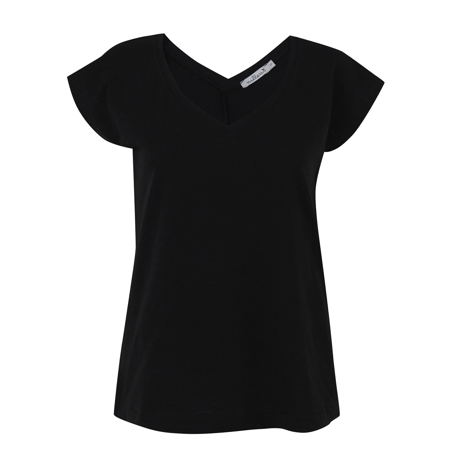 Black Cotton Slub V-Neck T-Shirt
