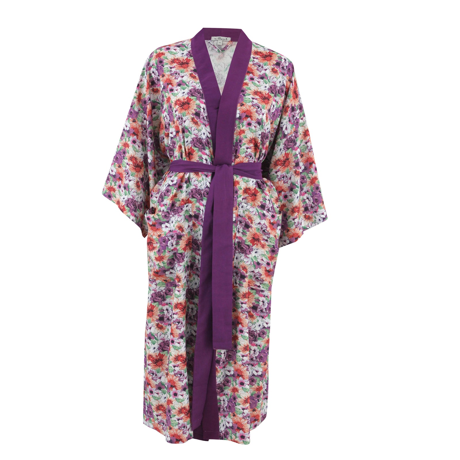 Purple Roses Silky Viscose Kimono