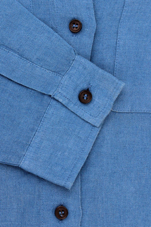 Blue Linen Long Sleeve Shirt